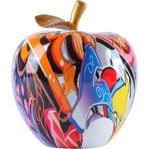 Colorful Fruit Figurines Apple Statue Decoration Graffiti Apple Resin Sculpture